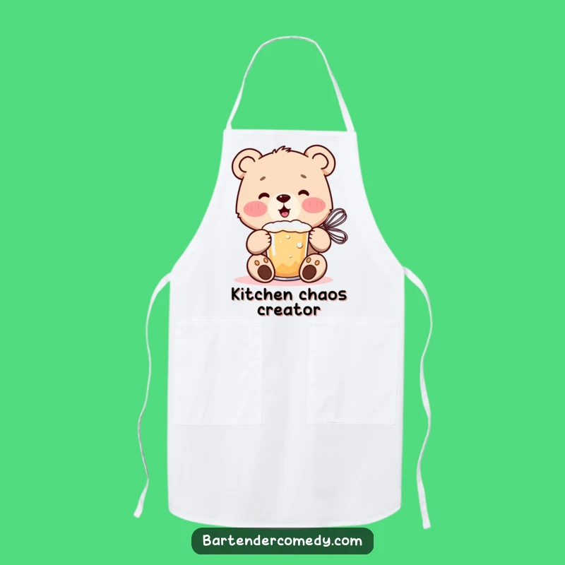 Funny Cheerful Bear Cub Apron: Mix Drinks with Joy Gift!