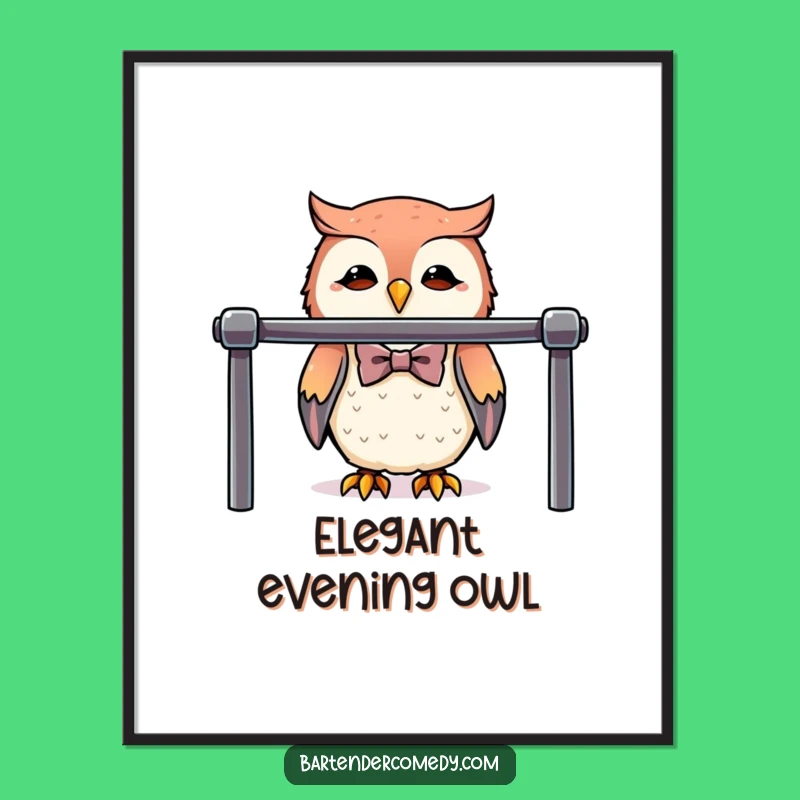 Funny Cute Owl Bartender Digital Art: Instant Class & Charm!