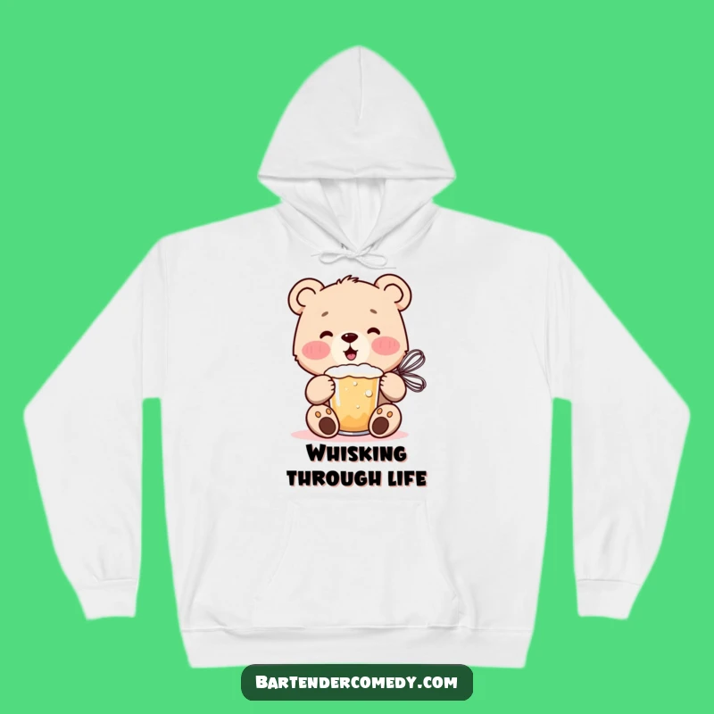 Funny Cheerful Bear Cub Hoodie: Cozy & Cute Drink Mixer Gift!