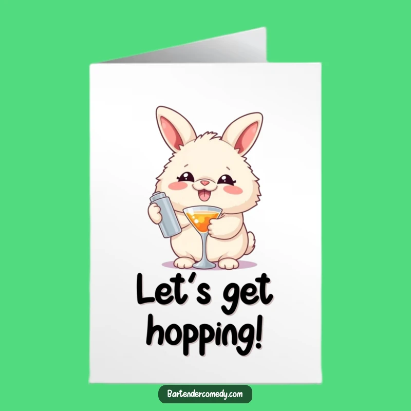 Funny Rabbit Birthday Card Free Printable: Hilarious Cocktail Shaker Downloadable Gift